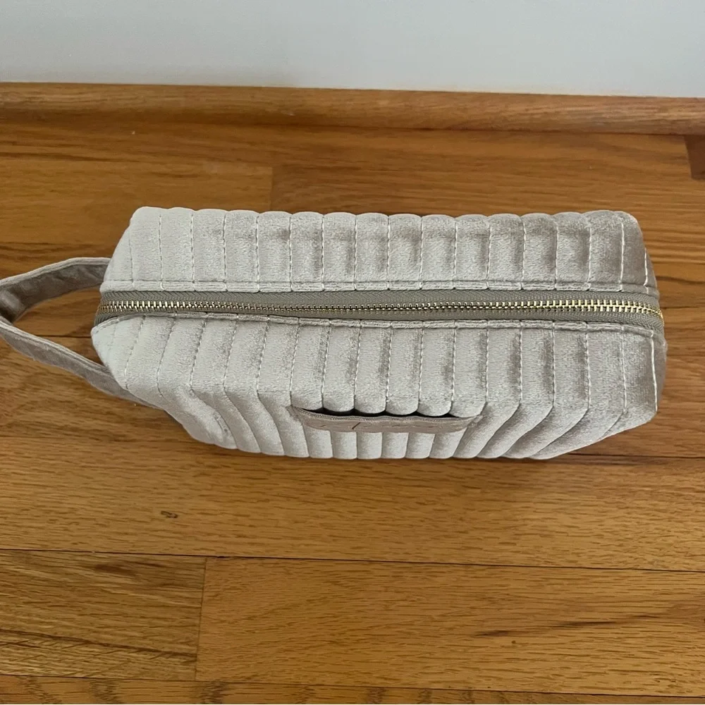 Velvet Quilted Makeup / Hygiene Bag | Monogram “Amber” | NWOT